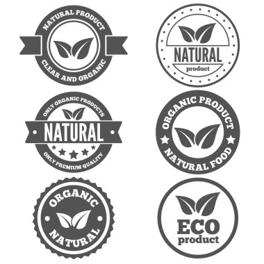 Set of vintage logo, label, badge, logotype elements for organic,  natural companies, corporates, cosmetics and food