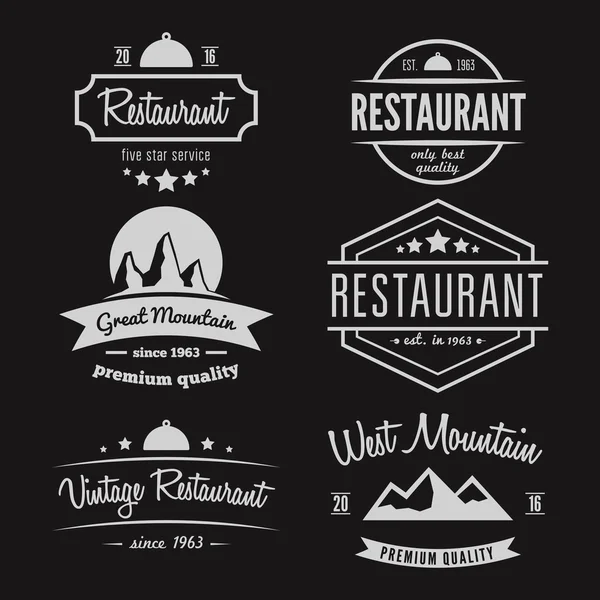 Conjunto de diferentes elementos de logotipo, rótulo, emblema, crachá e logotipo para restaurante, café, lanchonete, bar ou empresa —  Vetores de Stock