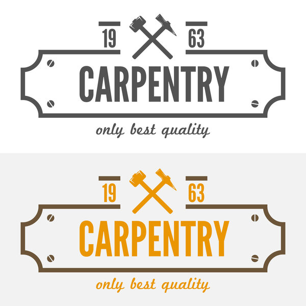 Vintage logo, label, badge and logotype elements for sawmill, carpentry or woodworkers