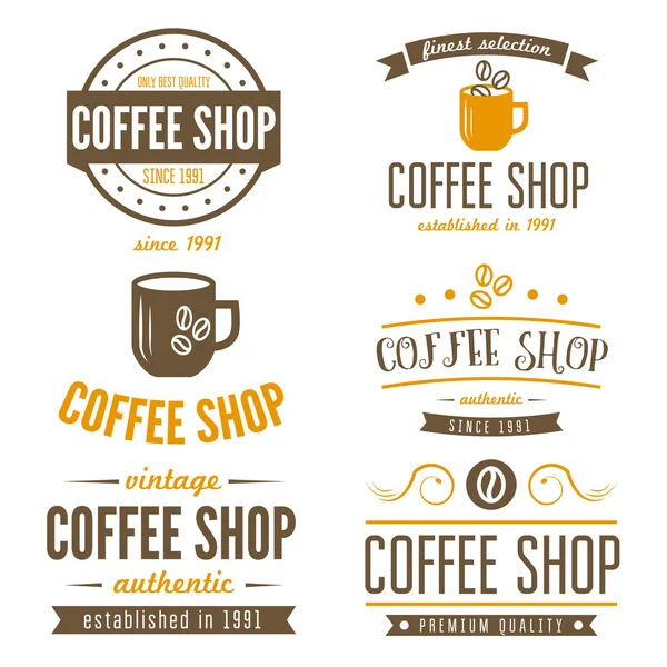 Set of vintage labels, emblems, and logo templates for coffee shop, cafe, cafeteria, bar or restaurant — Stockový vektor