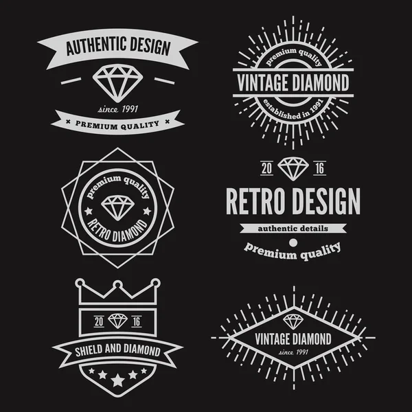 Sett med gamle logoer, etiketter, skilt og logotyper for smykker, butikker eller foretak – stockvektor