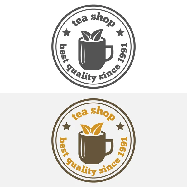 Conjunto de etiquetas vintage, emblemas e modelos de logotipo para café, loja de chá, café, cafetaria, bar ou restaurante — Vetor de Stock