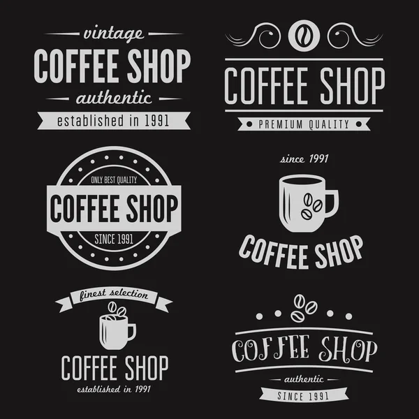 Set of vintage labels, emblems, and logo templates for coffee shop, cafe, cafeteria, bar or restaurant — Stockový vektor