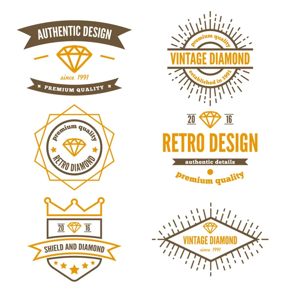 Set of vintage logo, label, badge and logotype elements for jewelry, shop or company — 스톡 벡터