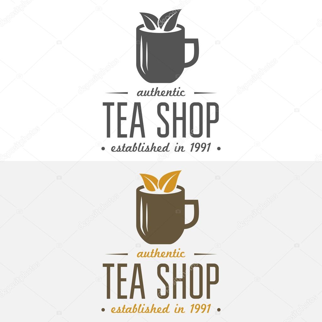 Vintage labels, emblems, and logo templates of coffee shop, tea shop, cafe, cafeteria, bar or restaurant