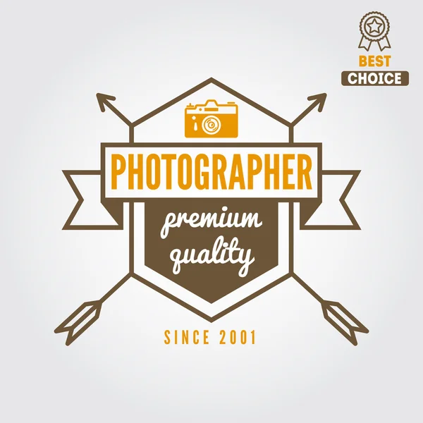 Logo, emblem, print, sticker, label and logotype elements for studio or photographer, photograph — Stock Vector