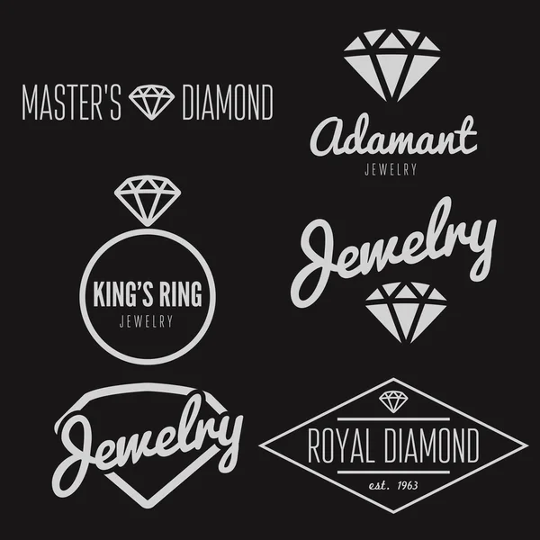 Conjunto de elementos de logotipo, emblema, etiqueta, impresión, pegatina o logotipo para joyas — Vector de stock