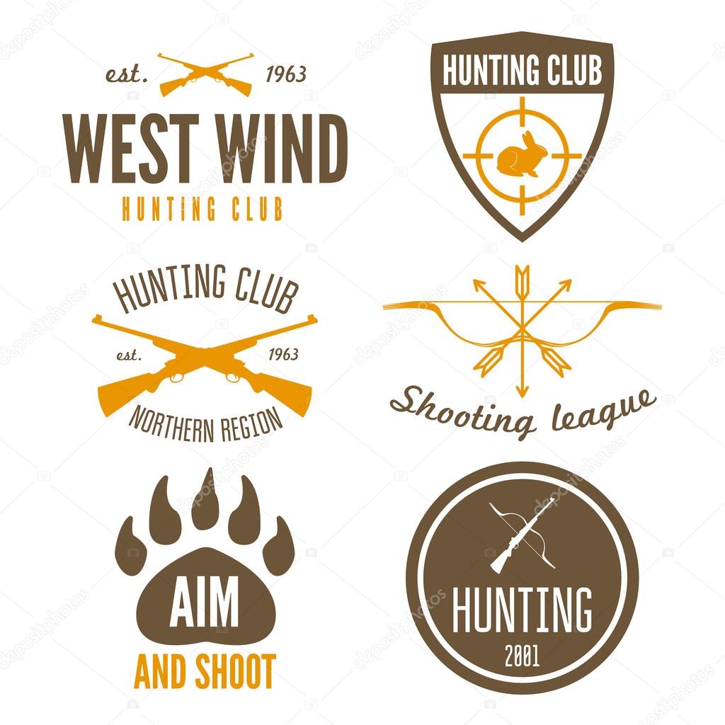 Set of logo or logotype elements for hunting club, shooting club