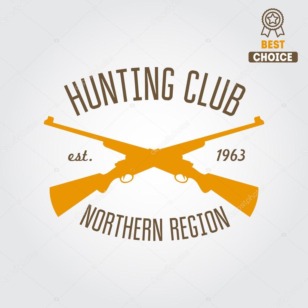 Logo, emblem, label or logotype elements for hunting club, shooting club