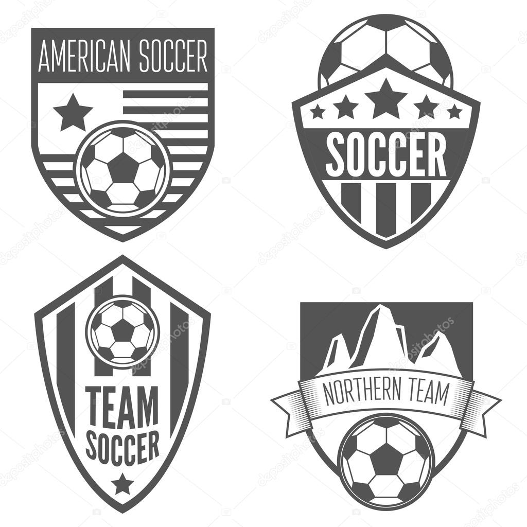 Collection of vintage soccer football labels, emblem and logo designs