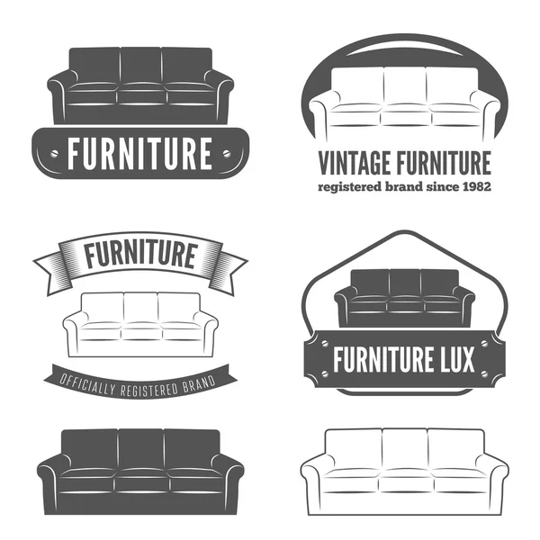 Mobilya Mağazaları için vintage logo, rozet, amblem ve logotype öğeleri kümesi