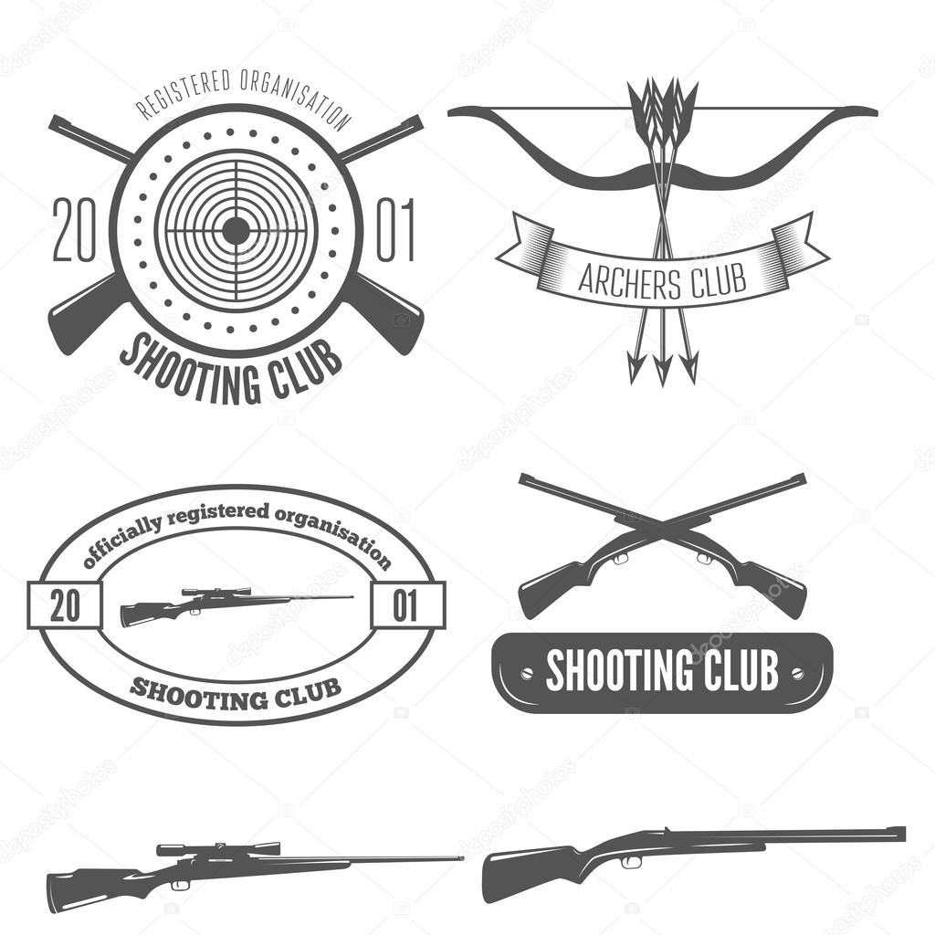 Shooting club label collection of elements and emblem or design