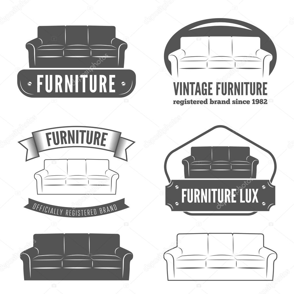 Set of vintage logo, badge,emblem and logotype elements for furniture shop