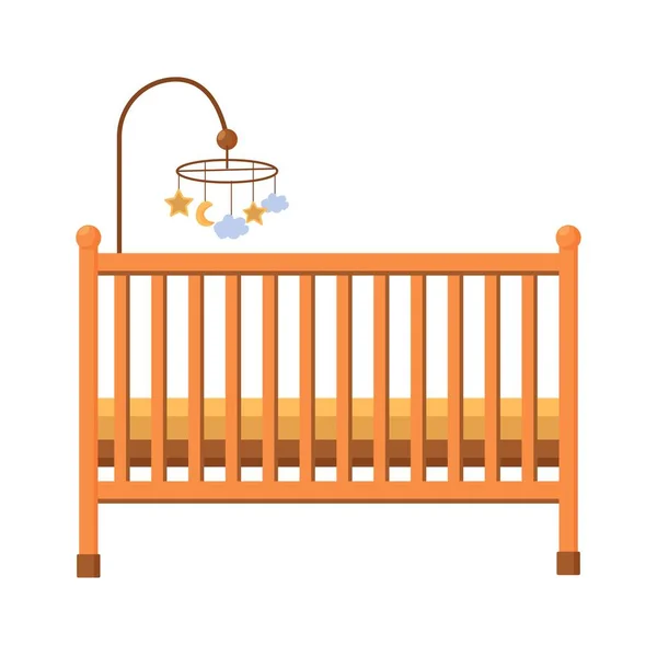 Babybed Wieg Kleuren Meubilair Voor Kinderen Slaapkamer Geïsoleerd Witte Achtergrond — Stockvector