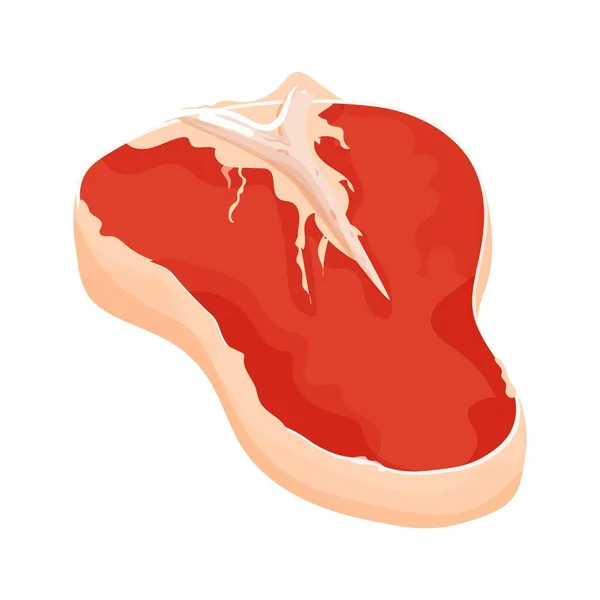 Stukje Rauwe Verse Biefstuk Geïsoleerd Witte Achtergrond Vlees Element Clipart — Stockvector