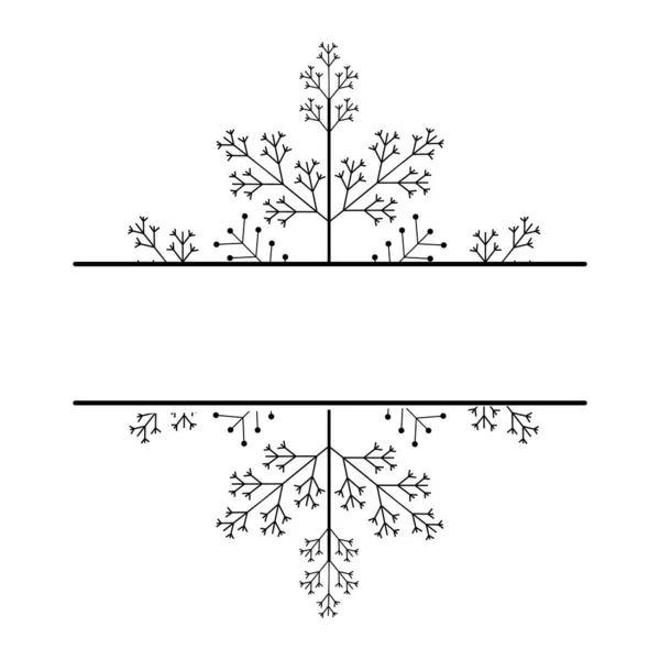 装饰雪片框架 文字单字 线条隔离在白色背景上 圣诞节假期 冬天的象征 — 图库矢量图片