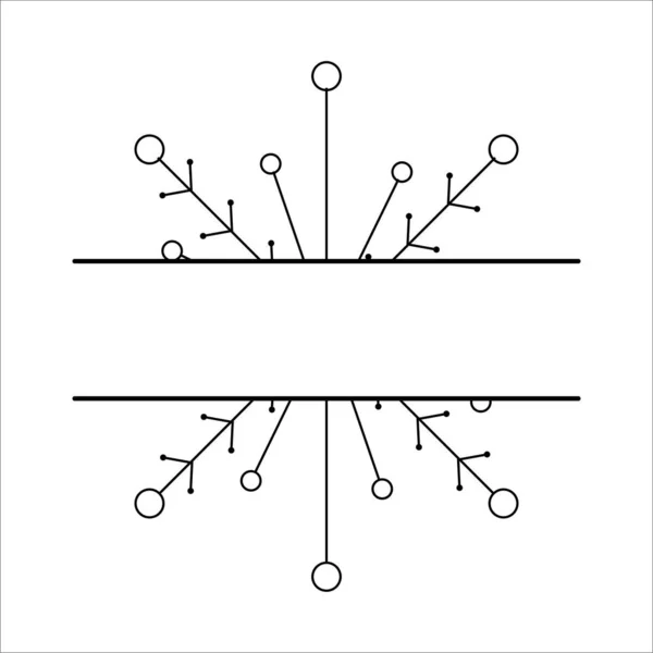 Décoration Cadre Flocon Neige Monogramme Pour Texte Découpe Ligne Isolée — Image vectorielle