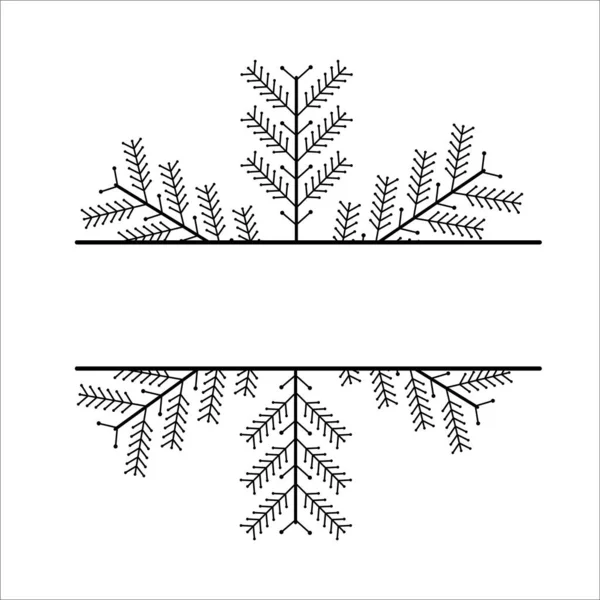 Decoración Marco Copo Nieve Monograma Para Texto Recorte Línea Aislada — Vector de stock