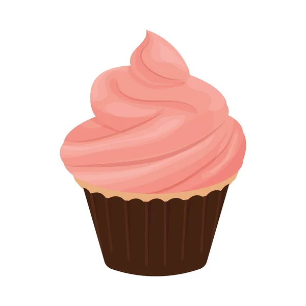 Cupcake Crème Rose Délicieux Dessert Savoureux Isolé Sur Fond Blanc — Image vectorielle