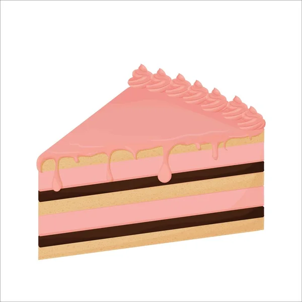 Detaljerad Bit Tårta Glaserat Isolerad Vit Bakgrund Del Färgglada Objekt — Stock vektor