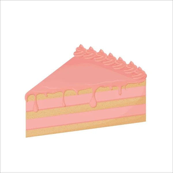 Pièce Détaillée Gâteau Glacé Isolé Sur Fond Blanc Portion Objet — Image vectorielle