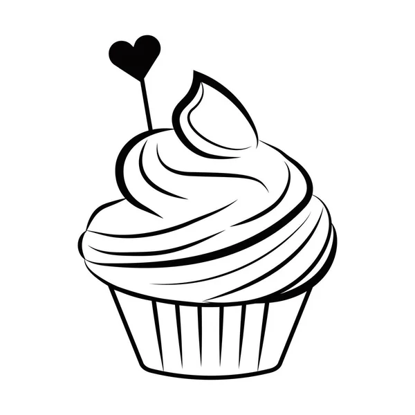 Cupcake Silueta Lineart Objekt Reklamní Kliparty Izolované Bílém Pozadí Sladký — Stockový vektor