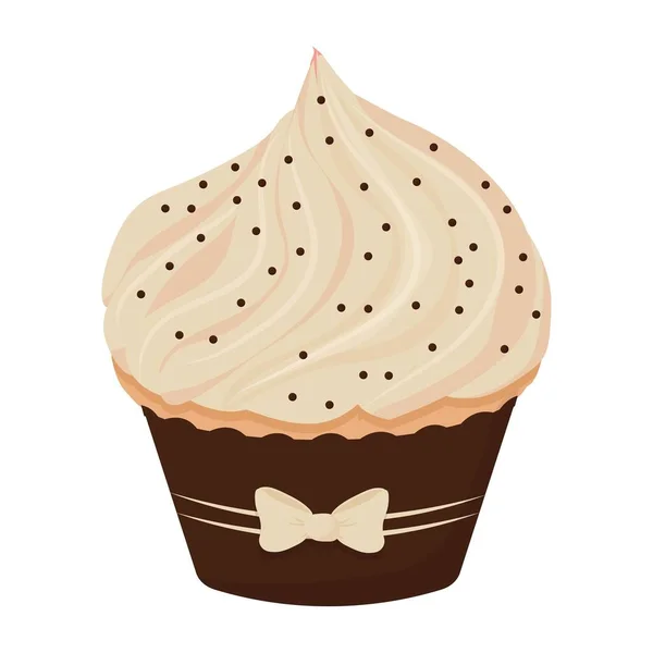 Cupcake Crème Mâchoire Mignonne Délicieux Dessert Savoureux Isolé Sur Fond — Image vectorielle