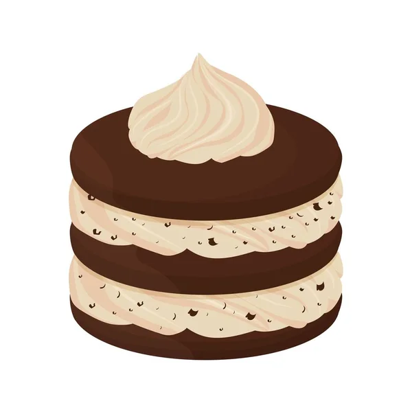 Çikolatalı Bisküvi Vanilyalı Tatlı Beyaz Arka Planda Izole Edilmiş Sandviç — Stok Vektör
