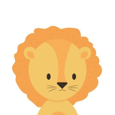 Küçük bir aslan, İskandinav tarzında çocuksu, beyaz arka planda izole edilmiş modaya uygun şirin bir hayvan. Kart, yazdırma, duş veya tasarım ögesi.