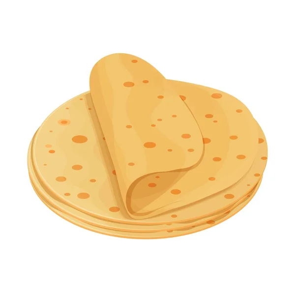 Pão Pita Tortilla Detalhada Colorida Isolada Sobre Fundo Branco Ingrediente — Vetor de Stock