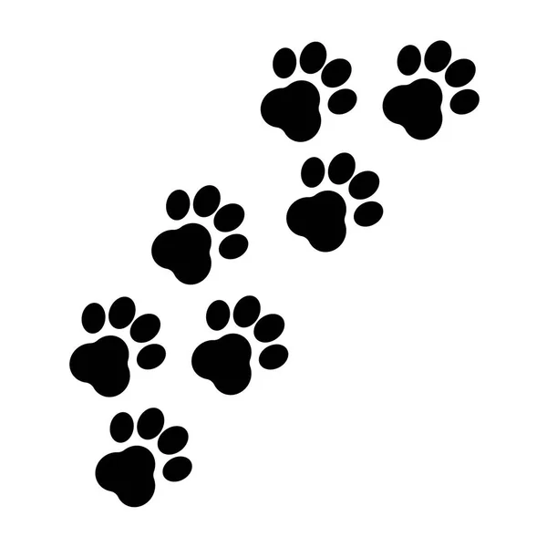 Paw print, footsteps isolated on white background. Silhouette of toe marks monochrome stock vector illustration. Abstract decoration, cute and modern design. — Stock Vector
