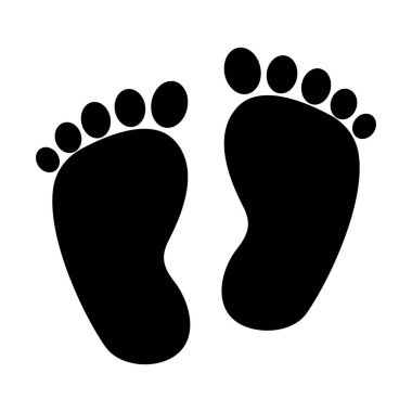 Bebek ayak izi silueti, doğum tebrikleri beyaz arka plan stok vektör illüstrasyonunda izole edilmiş. Aile anıları konsepti. 