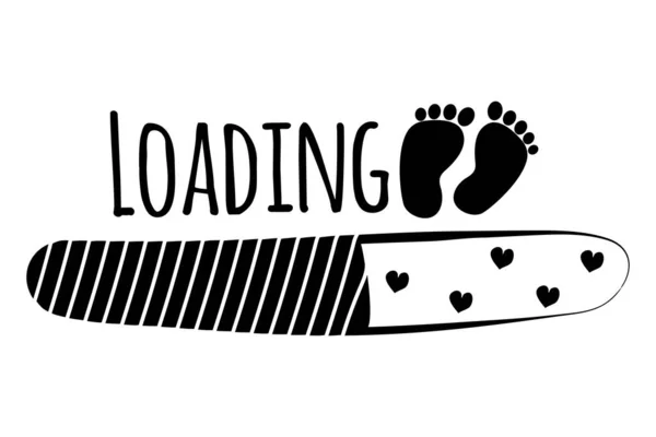 Loading Baby Footprint Hearts Cute Greeting Coming Soon Newborn Pregnant — Stock Vector