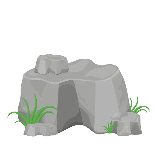 Steinhaufen Schwere Felskonstruktion Cartoon Stil Isoliert Auf Weißem Hintergrund Mineralische — Stockvektor