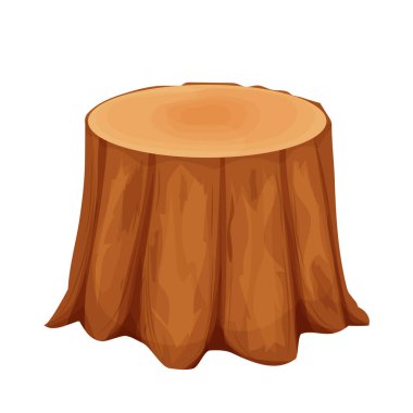 Ağaç kütüğü, beyaz arka planda izole edilmiş çizgi film tarzında detaylı çizim. Kütük, açık hava orman doğrama ahşap malzeme. Yapılandırılmış Clipart stoku. 