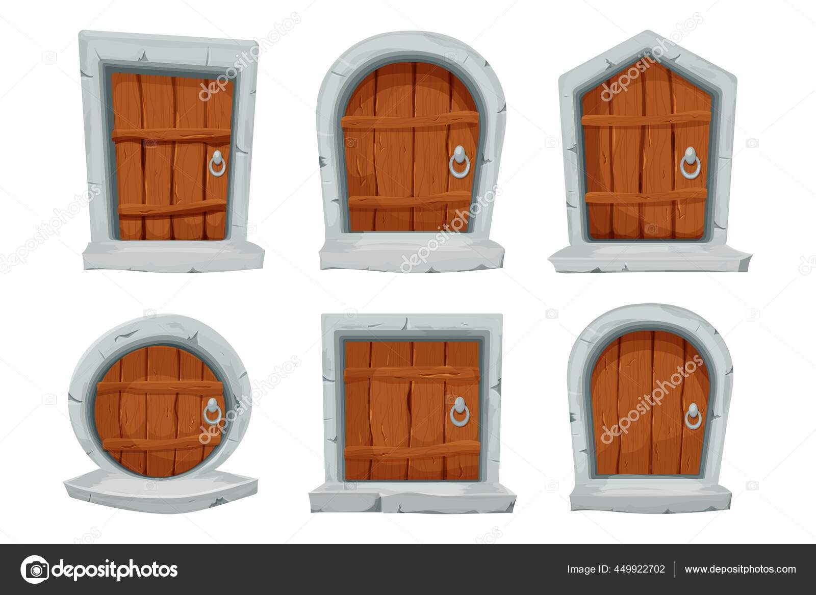 Set Wood Doors Stone Decoration Arch Cartoon Style Isolated White Stock Vector Image by ©sombrecanari #449922702 Set Wood Doors Stone Decoration Arch Cartoon Style Isolated White Stock Vector Image by ©sombrecanari #449922702