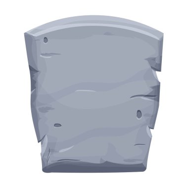 Taş tablet, panel, desenli karikatür çerçevesi çatlak elementler beyaz arka planda izole edilmiş. ui arayüzü, web pankartı, tasarım ögesi için katı gri işaret kare şekli.