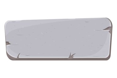 Taş afiş, panel, desenli karikatür çerçevesi beyaz arka planda izole edilmiş çatlak elementler. ui arayüzü, tableti ve tasarım ögesi için katı gri işaret kare şekli.