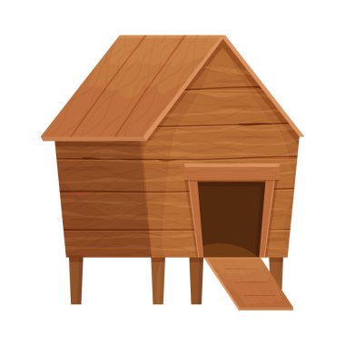 Çizgi film tarzında komik ahşap kümes, beyaz arka plan stok vektör illüstrasyonunda izole edilmiş çiftlik binası. Kümes, kırsal yapı. 