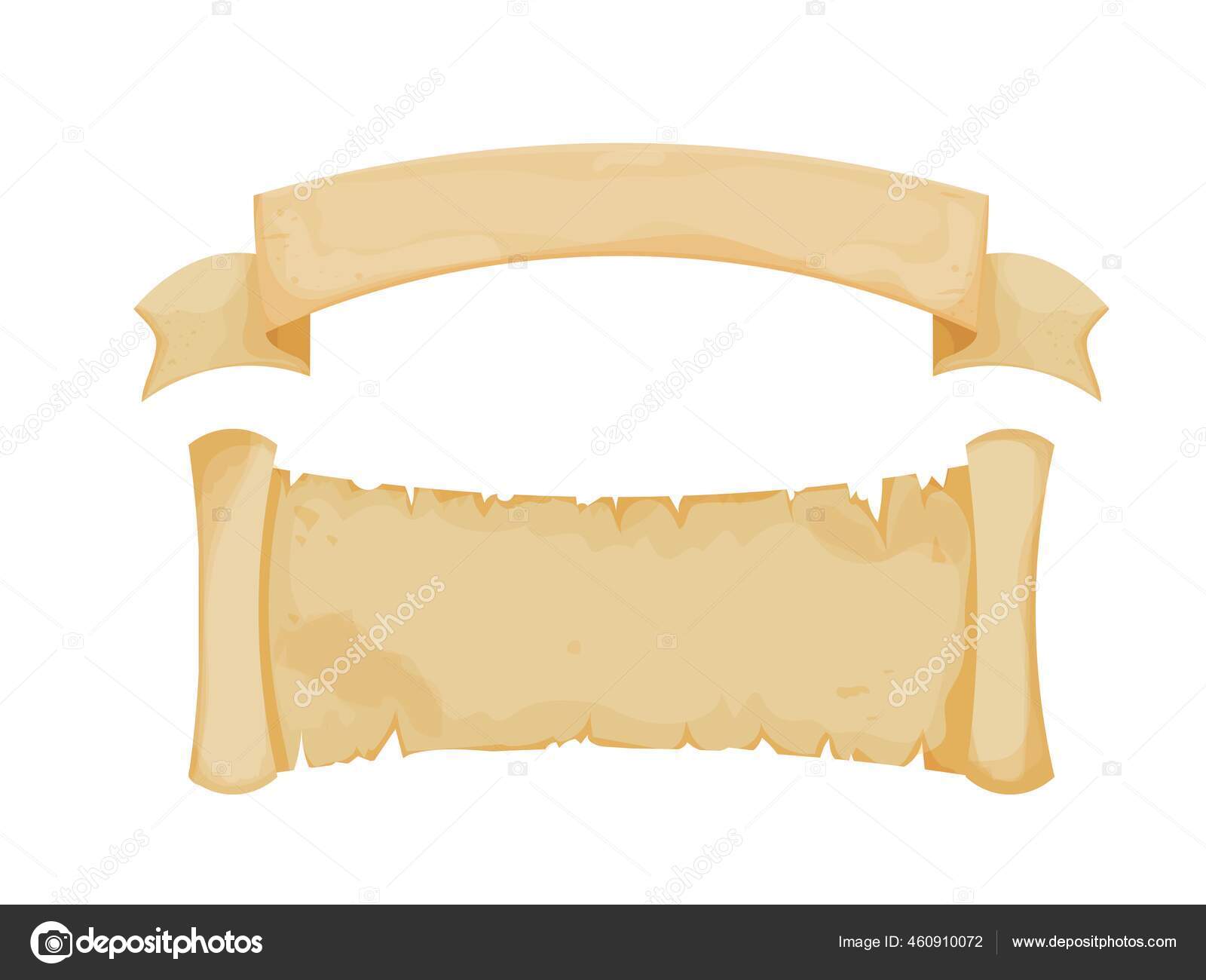 Banner Pergamino Papel Pergamino Estilo Dibujos Animados Aislado Sobre  Fondo Vector de stock #460910072 de ©sombrecanari, image size:1600x1300