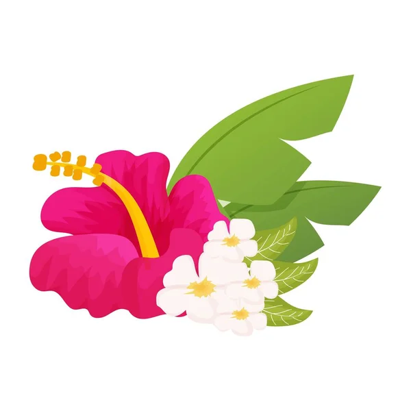 Hibiscus Flor Cabeza Estilo Dibujos Animados Aislados Sobre Fondo Blanco — Vector de stock