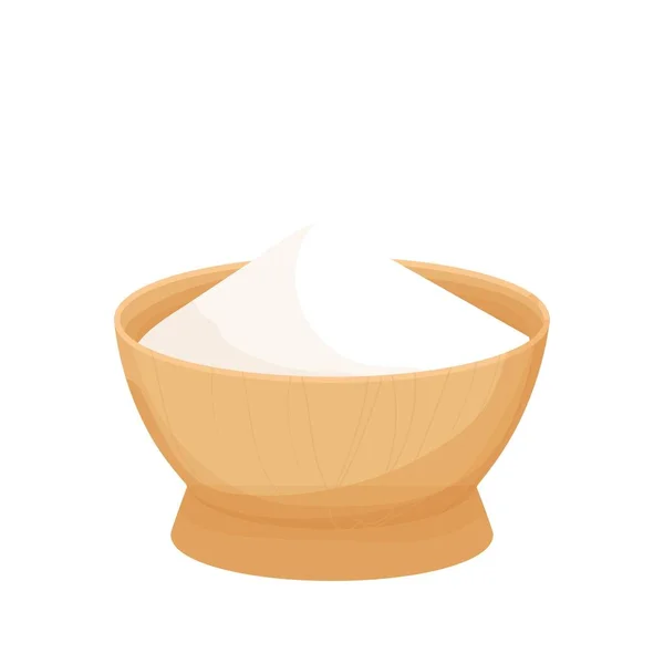 Bol Bois Avec Ingrédient Blanc Bol Amidon Dans Style Dessin — Image vectorielle