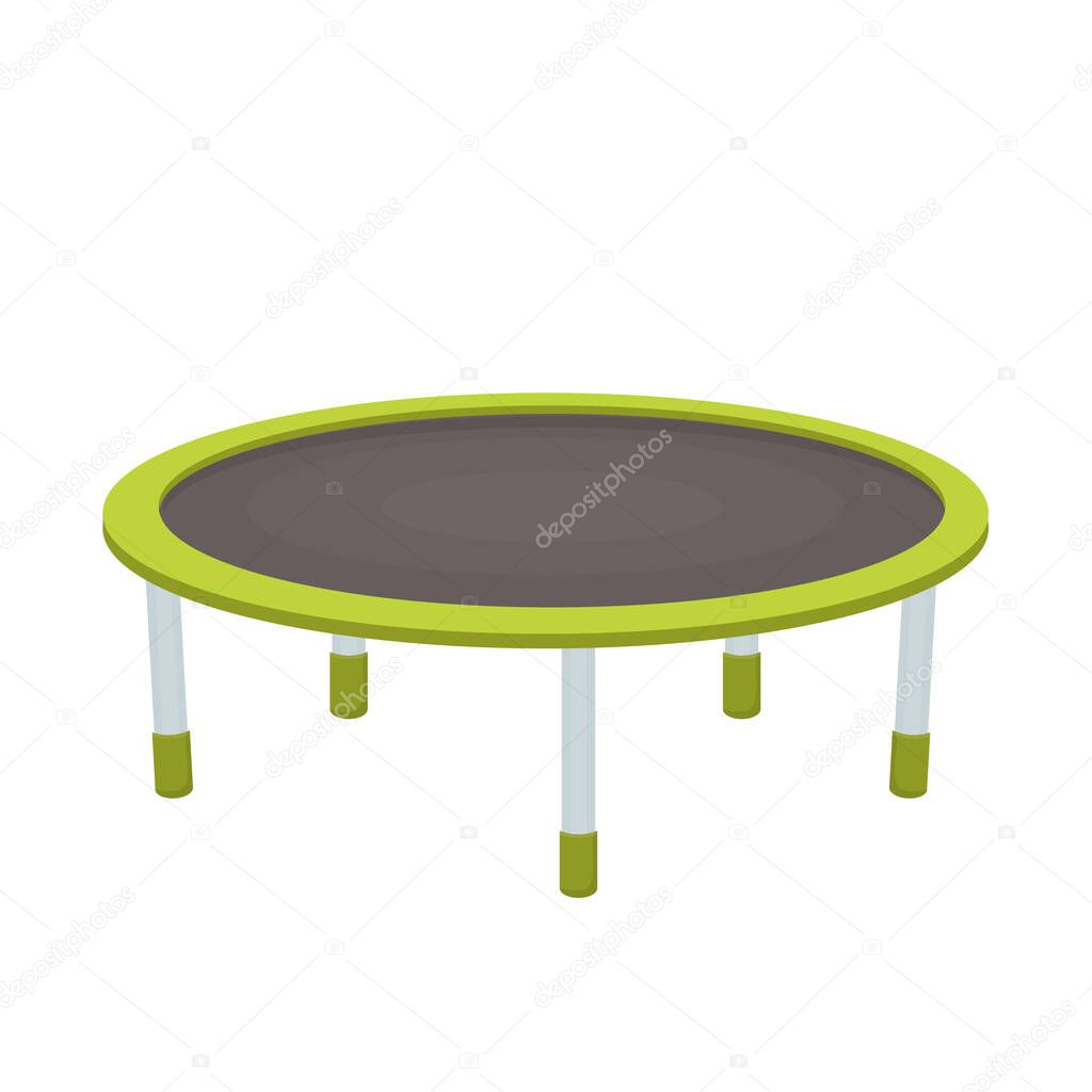 Trampoline in flat cartoon style isolated on white background. Activity for children and adults for fun indoor or outdoor fitness jumping