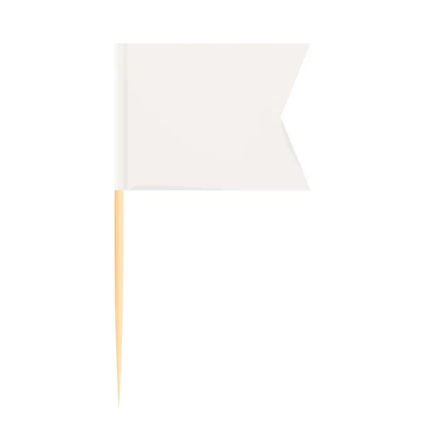 Tandenstoker Vlag Houten Miniatuur Cartoon Platte Stijl Geïsoleerd Witte Achtergrond — Stockvector