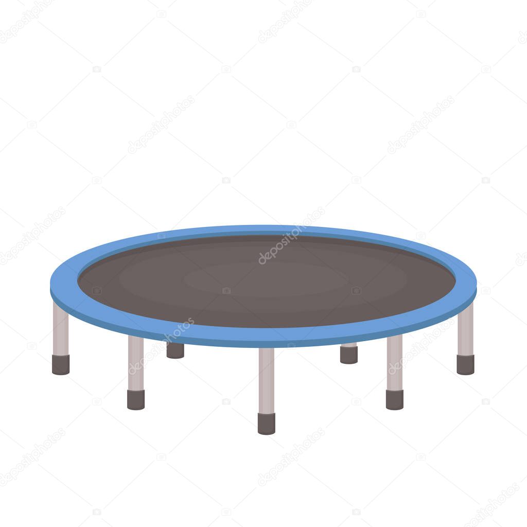 Trampoline in flat cartoon style isolated on white background. Activity for children and adults for fun indoor or outdoor fitness jumping