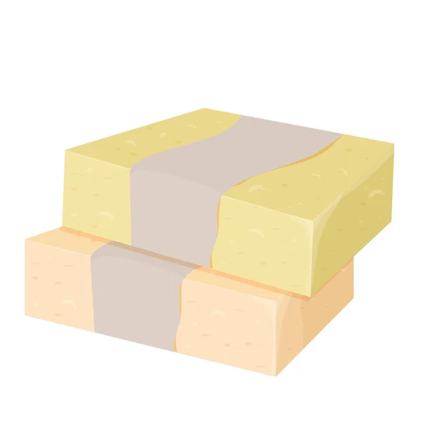 Natural Handmade Vector Soap Bar Cartoon Flat Style Trendy Colours — Stock Vector