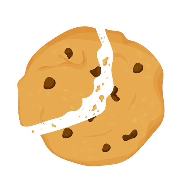 Cookies Κομμάτια Σοκολάτας Σπασμένα Καρτούν Επίπεδη Στυλ Που Απομονώνονται Λευκό — Διανυσματικό Αρχείο