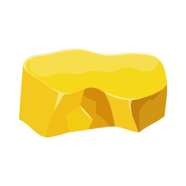 Altın külçesi, beyaz arka planda izole edilmiş karikatür şeklinde mineral kaya parçası. Parlak nesne, evet varlık, maden elementi, cevher.