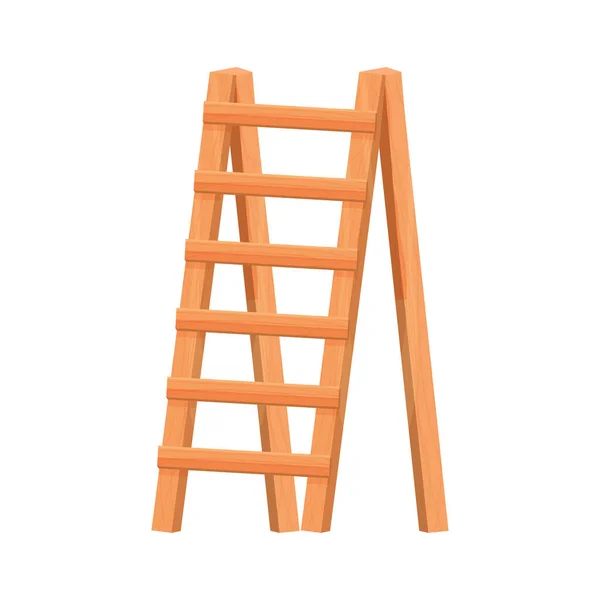 Houten Ladder Cartoon Stijl Geïsoleerd Witte Achtergrond Draagbaar Trapconcept Huishoudelement — Stockvector