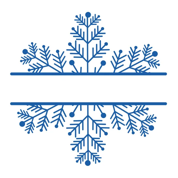 Dekorasyon Kar Tanesi Çerçevesi Yazı Için Monogram Kesme Beyaz Arkaplanda — Stok Vektör